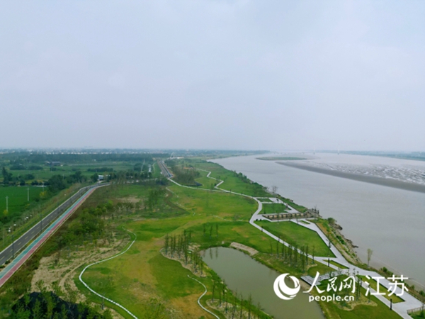 整治后的如皋龍游灣沿江生態(tài)景觀示范段。人民網(wǎng)記者王繼亮攝