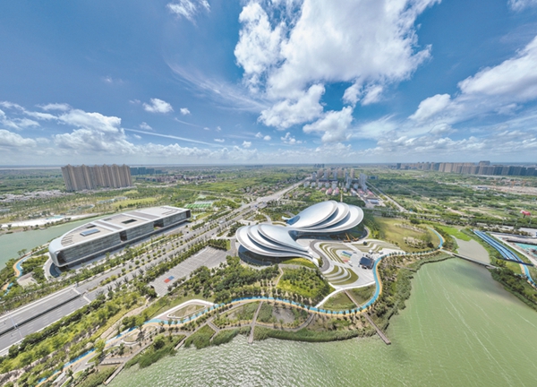 生態(tài)蝶湖綠意盎然。啟東市委宣傳部