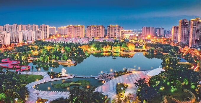 宿遷市蘇宿工業(yè)園區(qū)夜色璀璨。蘇宿園區(qū)供圖