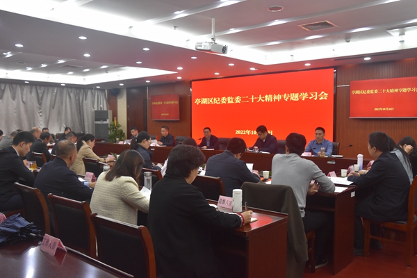 亭湖區(qū)紀(jì)委監(jiān)委組織召開二十大精神專題學(xué)習(xí)會。韋夢瑤攝