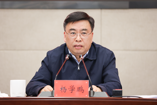 南京市委常委、江北新區(qū)黨工委書記楊學(xué)鵬講話。江北新區(qū)供圖