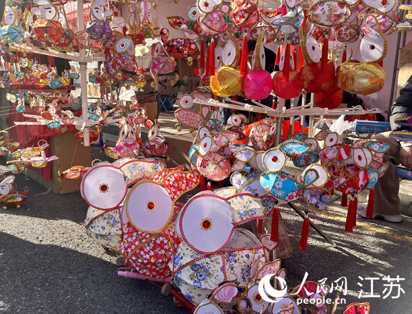 秦淮燈會(huì)現(xiàn)場(chǎng)擺放的花燈。人民網(wǎng) 李子佩攝