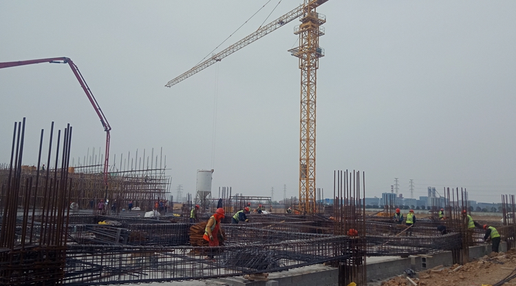 江蘇沙英喜實業(yè)有限公司三期項目施工現場。臨港產業(yè)區(qū)供圖