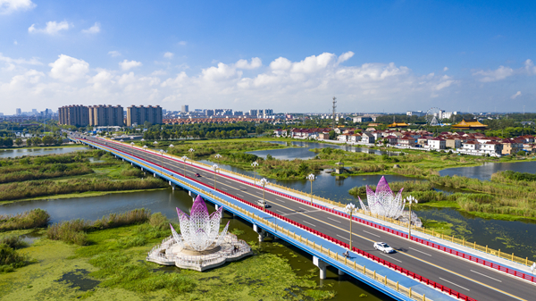 從興化城區(qū)長安路延伸至菜花大道的“千垛美路”。周社根攝