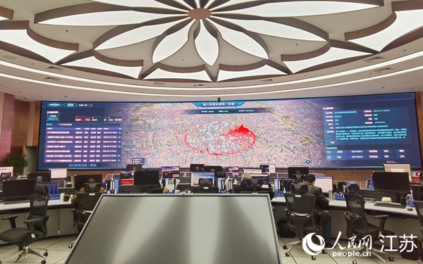 崇川區(qū)“聯(lián)動(dòng)指揮一張圖”。人民網(wǎng)記者 王繼亮攝