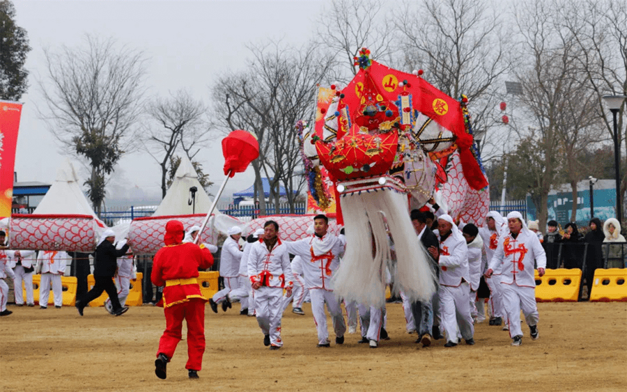 “舞龍大軍”進(jìn)行陣式表演。溧水區(qū)委宣傳部供圖