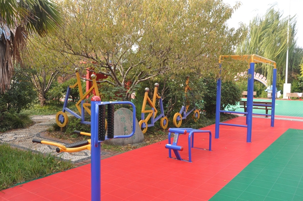 揚(yáng)中市長(zhǎng)旺村村民健身廣場(chǎng)。揚(yáng)中煙草供圖