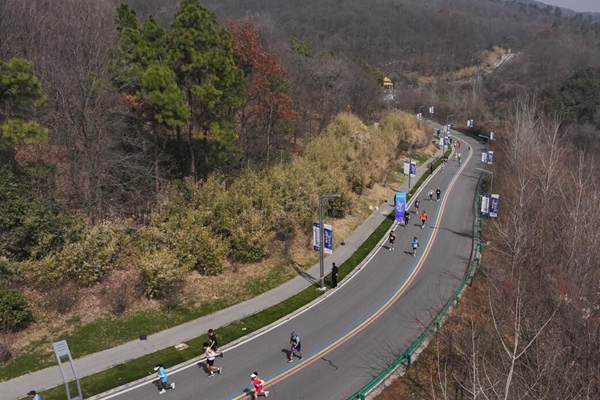 選手正在浦口馬拉松賽道上激烈角逐。浦口文旅局供圖