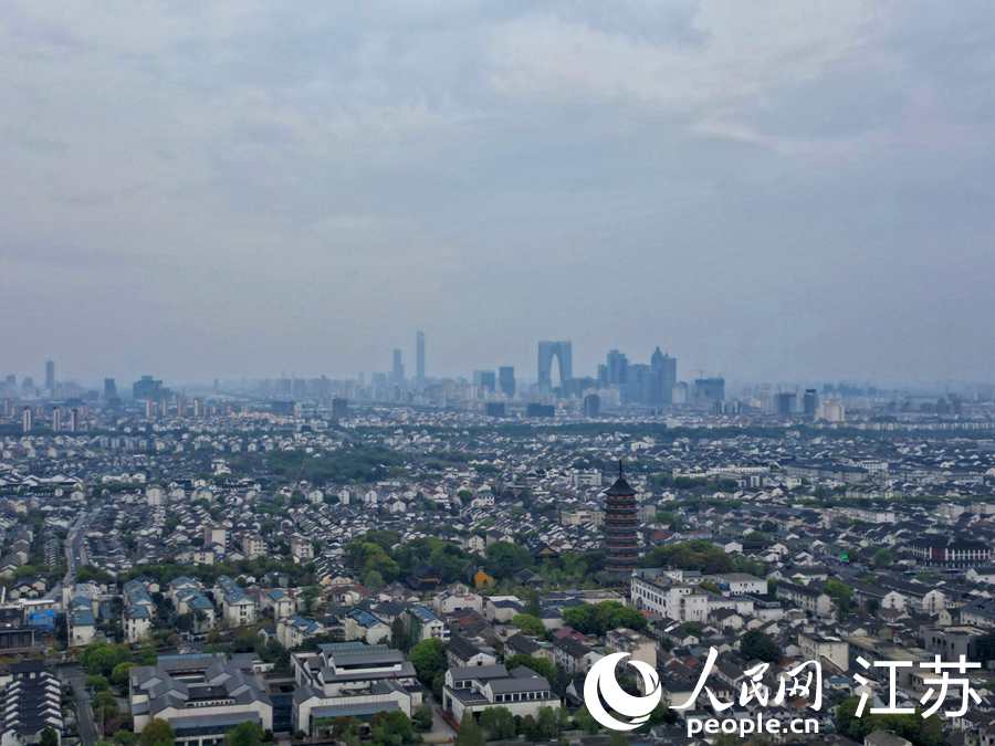 航拍蘇州古城風(fēng)貌。人民網(wǎng)記者王繼亮攝