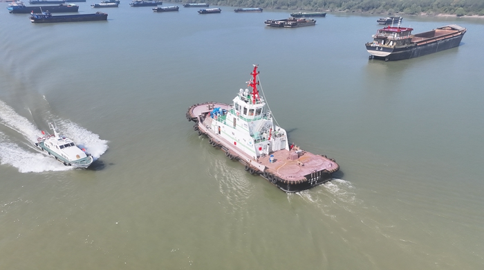 試航現(xiàn)場。鎮(zhèn)江海事局供圖