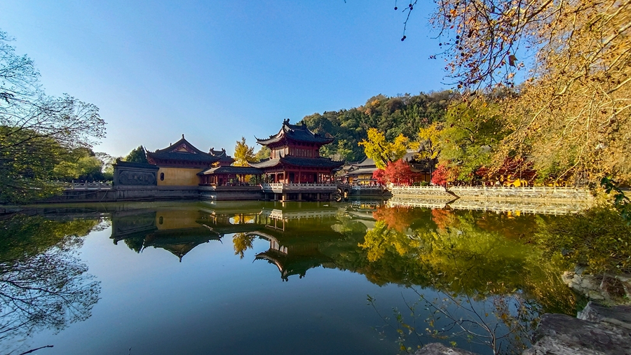 鎮(zhèn)江焦山位于長江之中，宛如碧玉浮江。張愛民攝