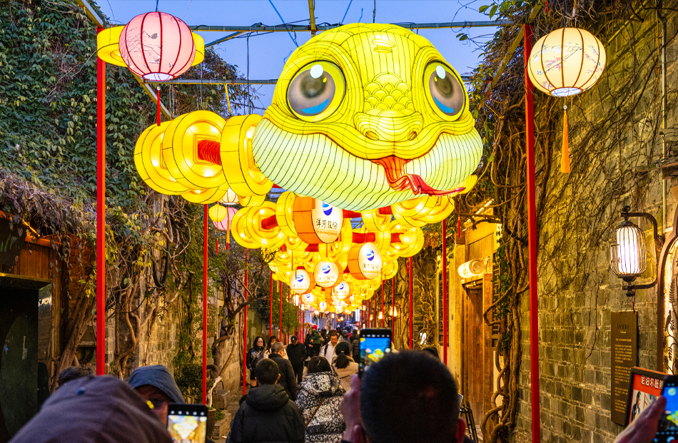 蛇年主題燈組吸引游人打卡。南京市秦淮區(qū)委宣傳部供圖