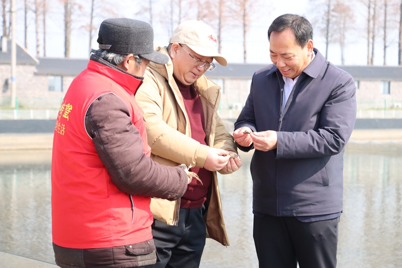 邢青松在指導(dǎo)蟹農(nóng)投放蟹苗。受訪者供圖