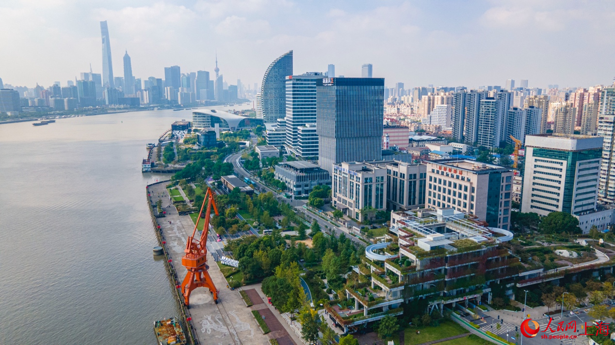 遠(yuǎn)眺楊浦濱江。 人民網(wǎng)記者 王初攝