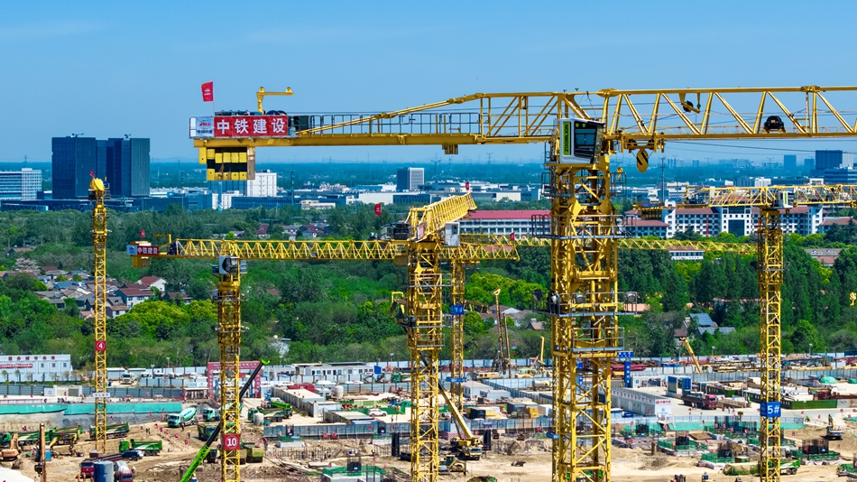 施工場(chǎng)景。中鐵建設(shè)集團(tuán)南京北站項(xiàng)目部供圖