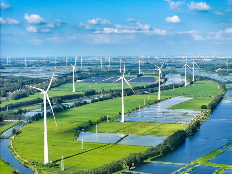 金湖縣前鋒鎮(zhèn)風力發(fā)電場。金湖縣委宣傳部供圖金湖縣前鋒鎮(zhèn)風力發(fā)電場。金湖縣委宣傳部供圖