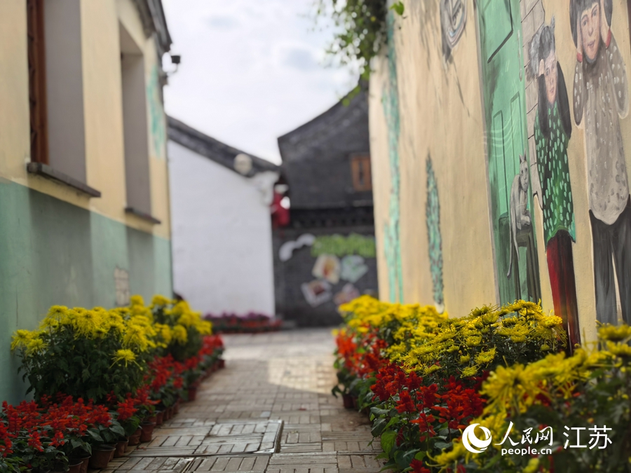 唐閘古鎮(zhèn)花卉市集一景。人民網記者 王繼亮攝