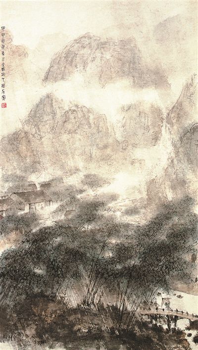 萬(wàn)竿煙雨（中國(guó)畫）傅抱石作