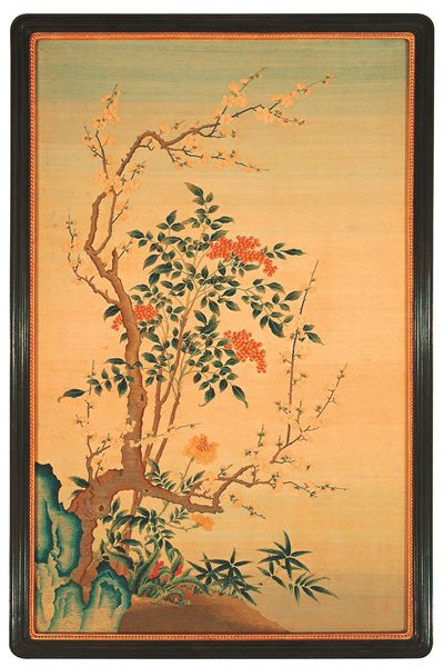 清代紫檀邊緙絲花卉圖掛屏之一。南京博物院供圖